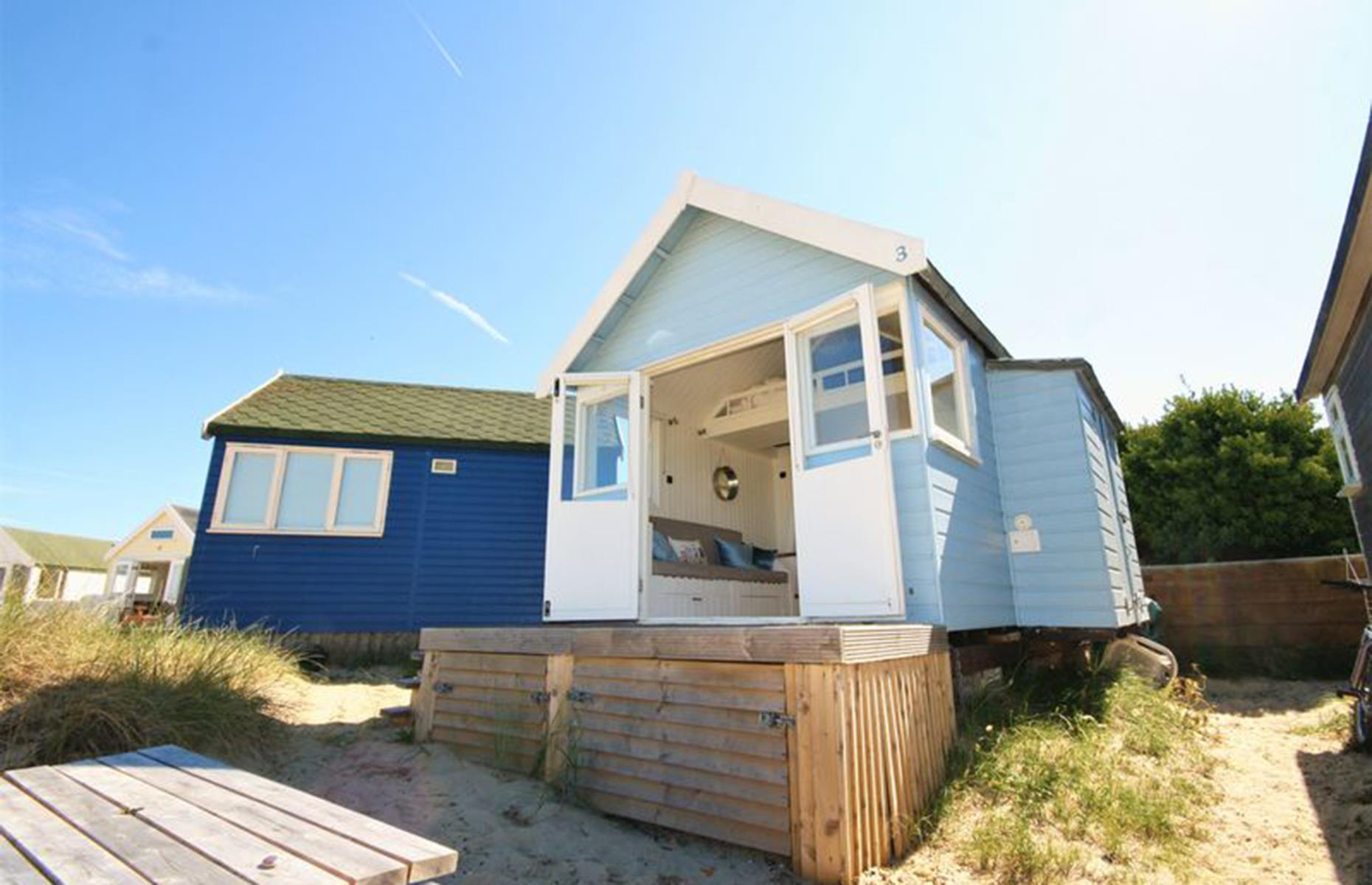 Mudeford Sandspit beach hut, Dorset, England 
